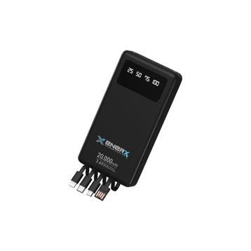Enerx ENR-P20DC 20.000 mAh 2.1 Amper Dahili Kablolu Siyah Powerbank
