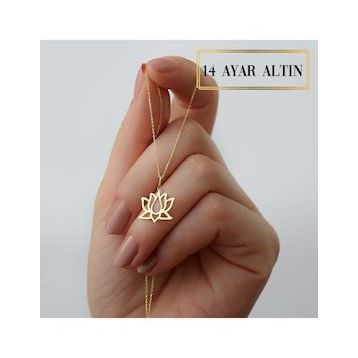 Engin Gold 14 Ayar Altın Lotus Çiçeği Kolye