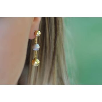 Engin Gold 14 Ayar Altın Sallantılı Top Küpe