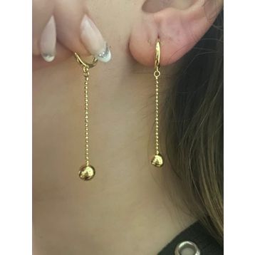 Engin Gold 14 Ayar Altın Sallantılı Top Küpe
