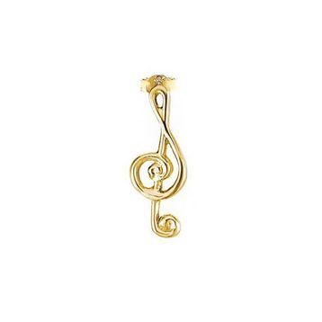 Engin Gold 14k Altın Tek Sol Anahtarı Melodi Küpe