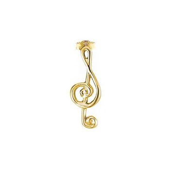 Engin Gold 14k Altın Tek Sol Anahtarı Melodi Küpe