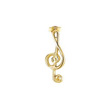 Engin Gold 14k Altın Tek Sol Anahtarı Melodi Küpe