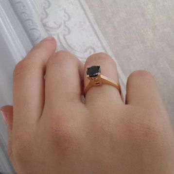 Engin Gold Oniks Taşlı Rose Altın Yüzük