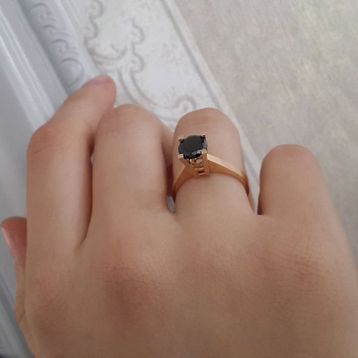Engin Gold Oniks Taşlı Rose Altın Yüzük