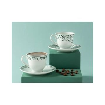 English Home Blatt Porselen 2'li 80 ml Yeşil Kahve Fincan Takımı