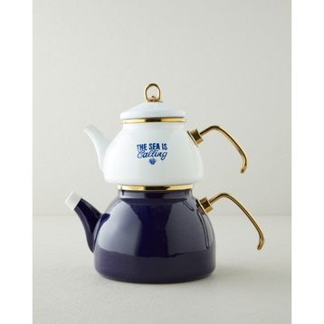 English Home Blue Horizon Emaye Çaydanlık 1,1 Litre + 2,3 Litre Lacivert