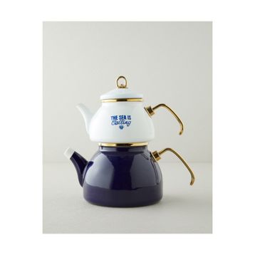 English Home Blue Horizon Emaye Çaydanlık 1,1 Litre + 2,3 Litre Lacivert