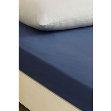 English Home Düz Pamuklu Lastikli 100x200 cm Gece Mavisi Tek Kişilik Çarşaf