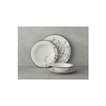 English Home Mystic Porselen 24 Parça 6 Kişilik Siyah Yemek Takımı
