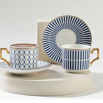 English Home Rabecca Porselen Lacivert 2'li 90 ml Kahve Fincan Takımı