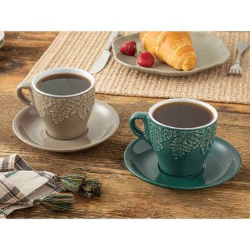 English Home Rila Stoneware Bej Yeşil 2'li Çay Fincanı Takımı