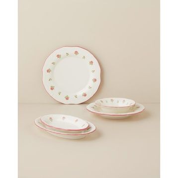 English Home Rosette 21 Parça 6 Kişilik Pembe Porselen Yemek Takımı