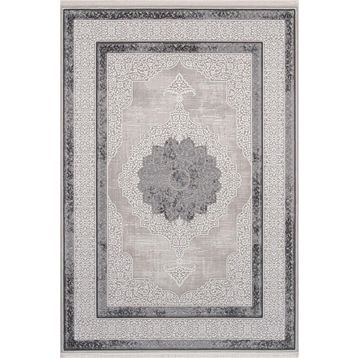 Enti Halı Miras 6808 Gri Klasik Eskitme Desenli Makine Halısı