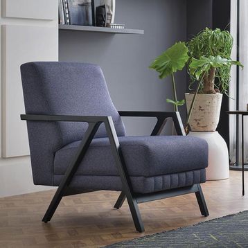 Enza Home 11802 Pavia Kadife Dokulu Lacivert Berjer