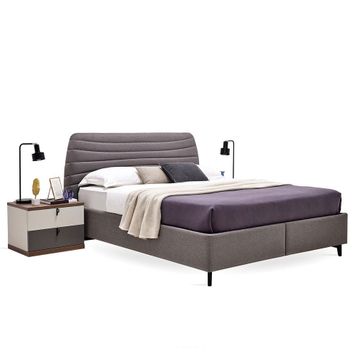 Enza Home 11804 Gri Keten Dokulu Kumaş 160x200 cm Cordell Başlıklı Baza
