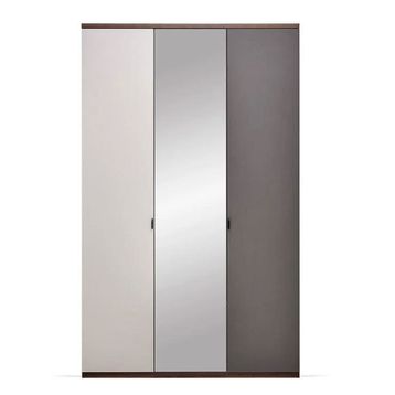 Enza Home Cordell 136x222 cm Gri Beyaz ve Ceviz 3 Kapaklı Dolap