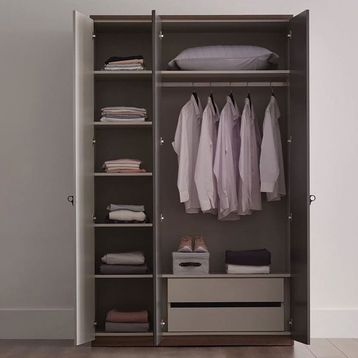 Enza Home Cordell 136x222 cm Gri Beyaz ve Ceviz 3 Kapaklı Dolap