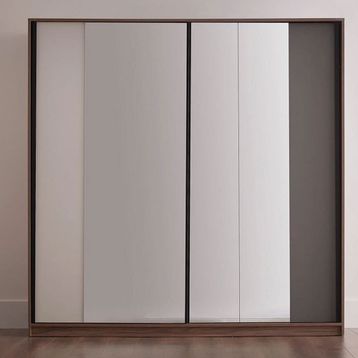 Enza Home Cordell 220x222 cm Beyaz Gri Ceviz Sürgülü Dolap