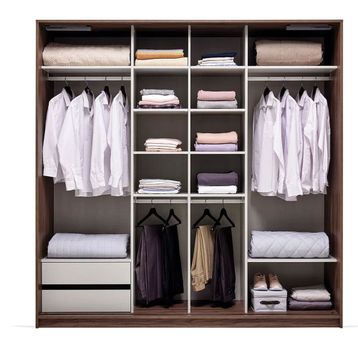 Enza Home Cordell 220x222 cm Beyaz Gri Ceviz Sürgülü Dolap