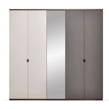 Enza Home Cordell 226x222 cm Beyaz Gri Ceviz 5 Kapaklı Dolap