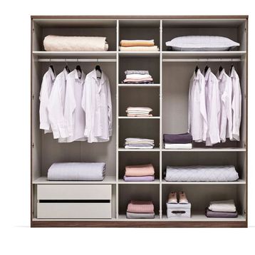 Enza Home Cordell 226x222 cm Beyaz Gri Ceviz 5 Kapaklı Dolap