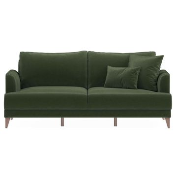 Enza Home Fiore 11707 Koyu Yeşil Tay Tüyü Yataklı Üçlü Koltuk
