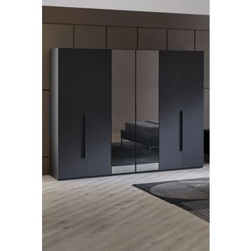 Enza Home Legato 6 Kapaklı Siyah Gardrop