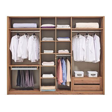 Enza Home Pavia 5 Kapaklı Aynalı Ceviz Kahverengi Gardrop