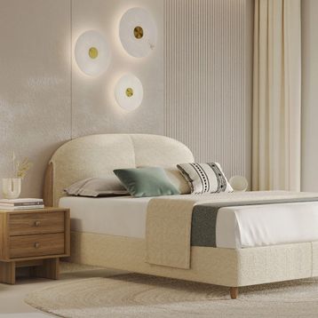 Enza Home Perge 19803 Kemik 160x200 cm Dokuma Kumaş Başlıklı Baza