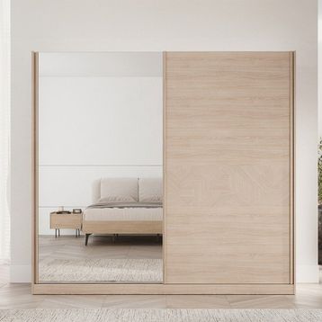 Enza Home Terra Sürgü Kapaklı Açık Meşe Gardırop