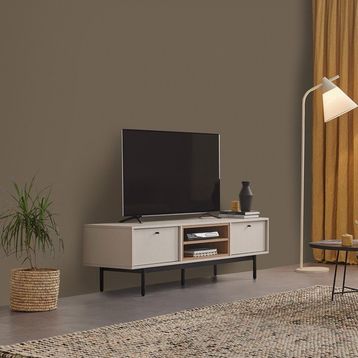 Enza Home YTSGRPIST-1425450 Loreto Ayaklı Kırık Beyaz Tv Sehpası