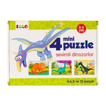 EOLO 4 Mini Sevimli Dinozorlar Puzzle