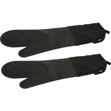 Epinox Ikili Siyah Silikon Mutfak Eldiveni - Yanmaz Eldiven 41.5 cm