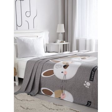 Eponj Home Baskılı Kids 140X230 cm Tavşancık Açık Kahve Gri Pembe Doğal Pike
