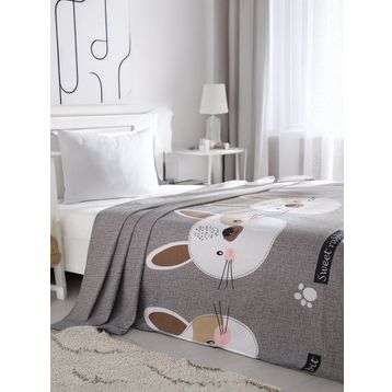 Eponj Home Baskılı Kids 140X230 cm Tavşancık Açık Kahve Gri Pembe Doğal Pike