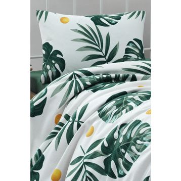 Eponj Home Baskılı Tek Kişilik Monstera Yeşil Pike Seti