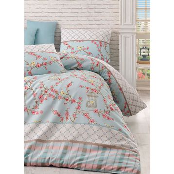 Eponj Home Birdcage Turkuaz Çift Kişilik Nevresim Takımı