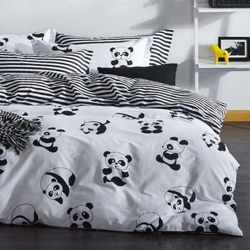 Eponj Home B&W Çift Kişilik Panda Nevresim Takımı