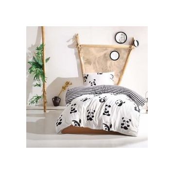 Eponj Home B&W Panda Tek Kişilik Nevresim Takımı