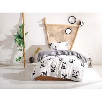 Eponj Home B&W Panda Tek Kişilik Nevresim Takımı