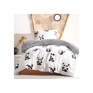 Eponj Home B&W Panda Tek Kişilik Nevresim Takımı