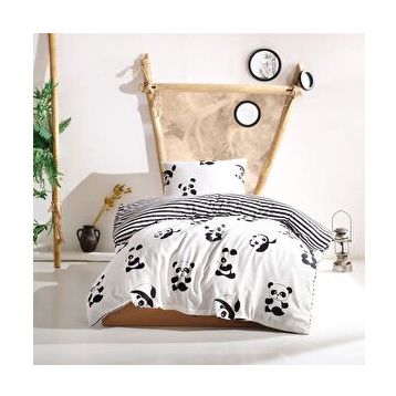 Eponj Home B&W Panda Tek Kişilik Nevresim Takımı
