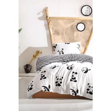 Eponj Home B&W Panda Tek Kişilik Nevresim Takımı