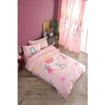 Eponj Home EP-027094 Unicorn Dreams Pembe Kolay Ütülenir Tek Kişilik Nevresim Takımı