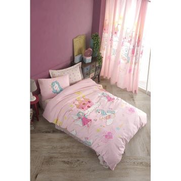 Eponj Home EP-027094 Unicorn Dreams Pembe Kolay Ütülenir Tek Kişilik Nevresim Takımı