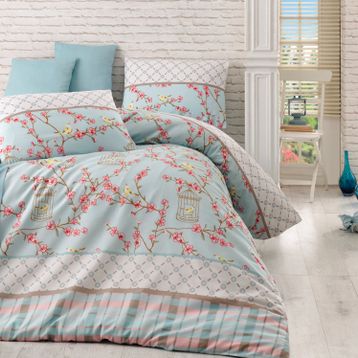 Eponj Home Kolay Ütülenir Birdcage Turkuaz Tek Kişilik Nevresim Takımı