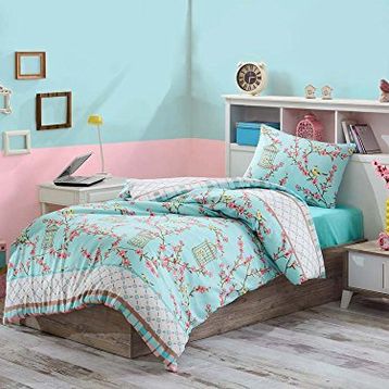 Eponj Home Kolay Ütülenir Birdcage Turkuaz Tek Kişilik Nevresim Takımı