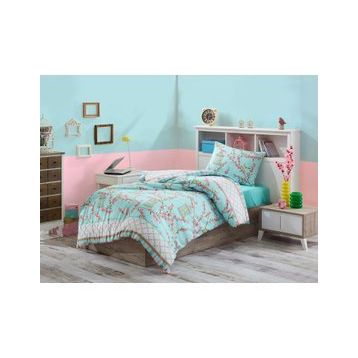Eponj Home Kolay Ütülenir Birdcage Turkuaz Tek Kişilik Nevresim Takımı