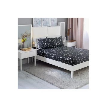 Eponj Home Pes Lastikli Tek Kişilik B&w Melodiy Siyah Çarşaf Seti